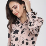Eye-catching Flower Shirt, Complete With A Gorgeous Back Detail. - Light pink