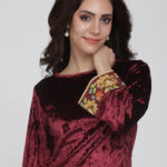 Indian Premium Velvet Silk Co-ord Set Timeless Beauty And Style. - Maroon